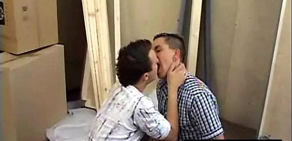  Pretty faced gay guys kiss passionately